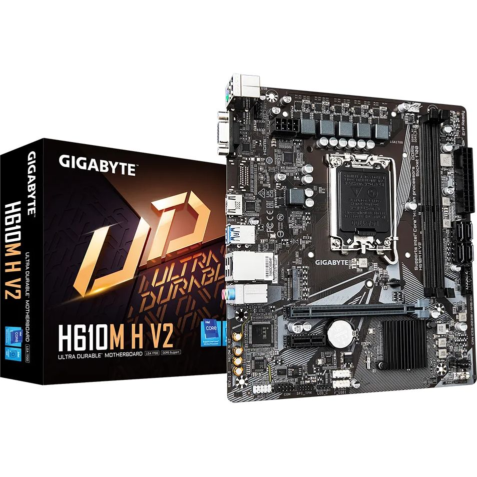 Материнская плата GIGABYTE H610M H V2 s1700 H610 2xDDR5 HDMI D-Sub mATX фото 