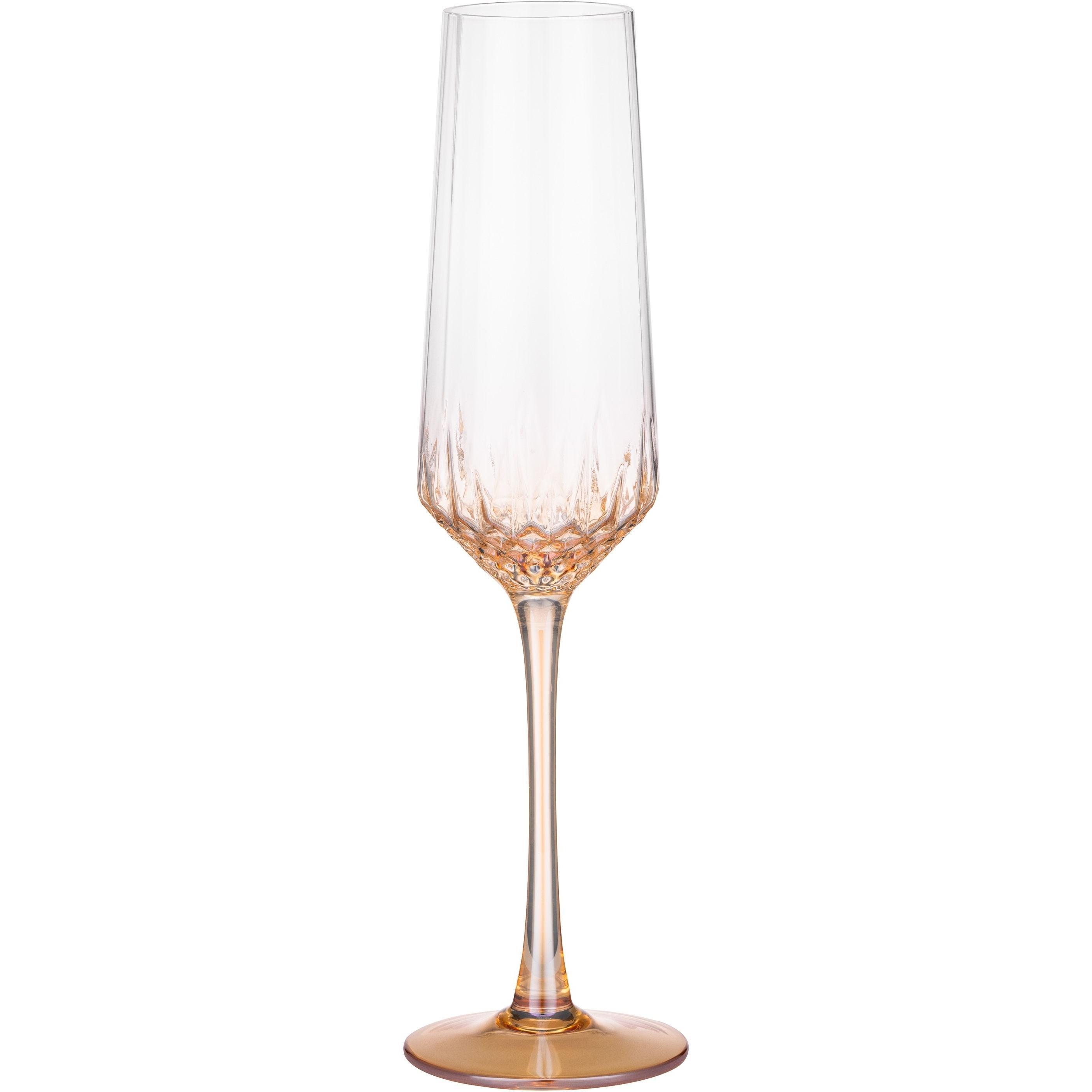 Набір келихів для шампанського ARDESTO Black Mars Favola 220мл, 2шт, скло, прозоро-золотистий (AR2622G)фото1