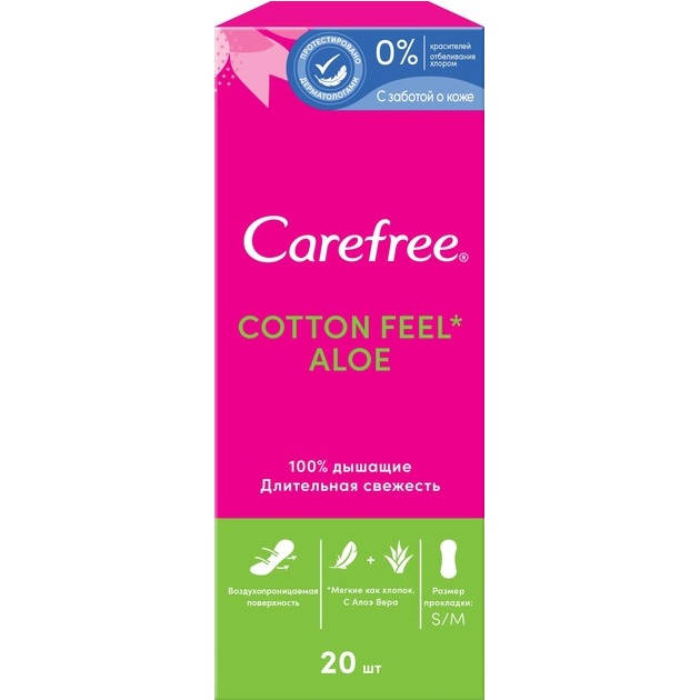 Гігієнічні прокладки Carefree Cotton Aloe feel normal 20 штфото