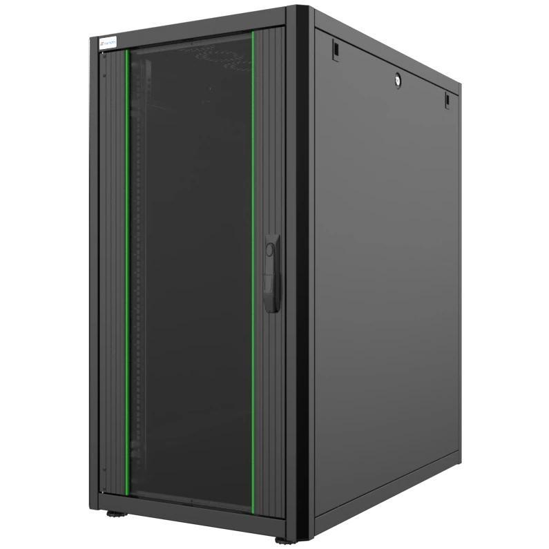 Шафа MIRSAN 19", 22U, GTN SERVER, склянні двері, 600x1000 мм, максимально 1000 кг, чорнафото1