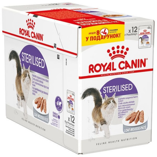 

Влажный корм для котов Royal Canin Sterilised паштет 8 + 4 * 85г