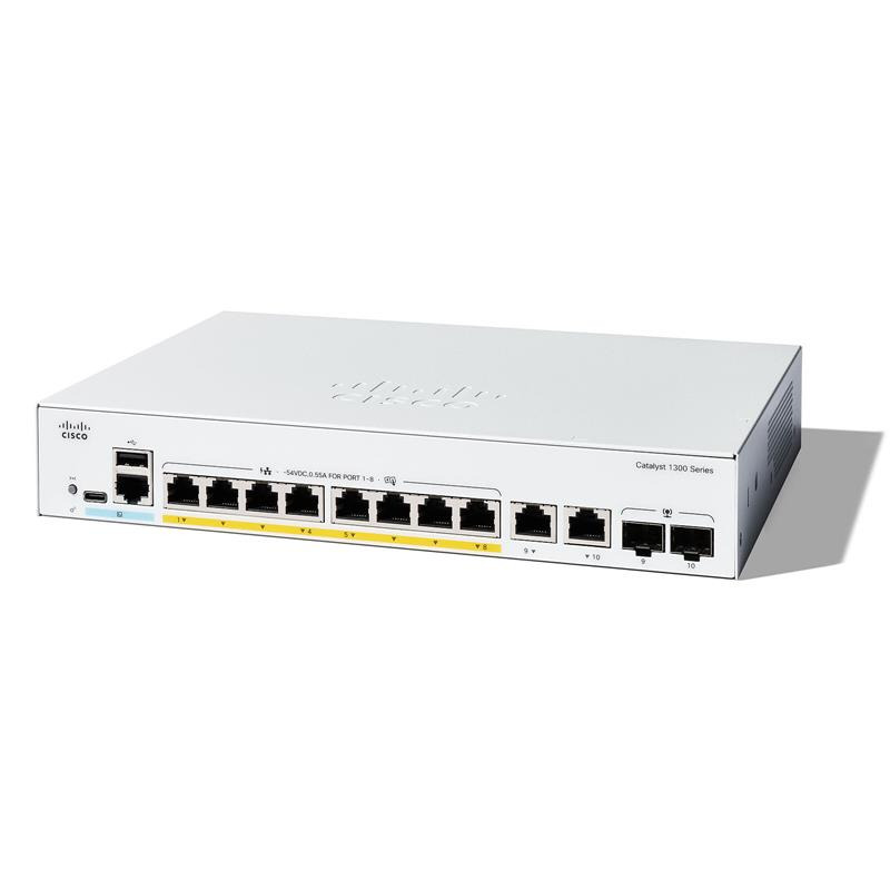 Коммутатор Cisco Catalyst 1300 8xGE, PoE, Ext PS, 2x1G Combo фото 1