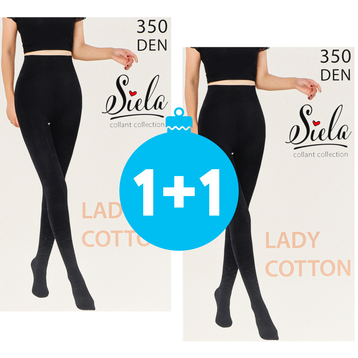 Колготы женские Siela Lady Cotton 350 Den 4 р черные (4823126500362) фото 