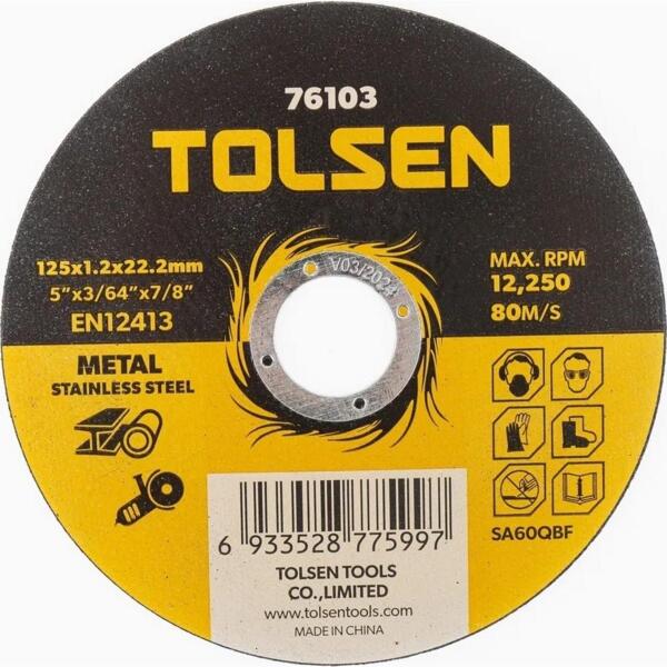 Диск отрезной Tolsen по металлу, 125х1.2х22.2мм (76103)