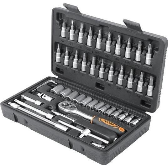 

Набор инструментов Tolsen, 1/4", 46шт, CrV и S2 (15138)