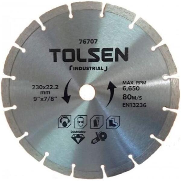 

Диск алмазный Tolsen, сегментный, 230х22.2мм (76707)