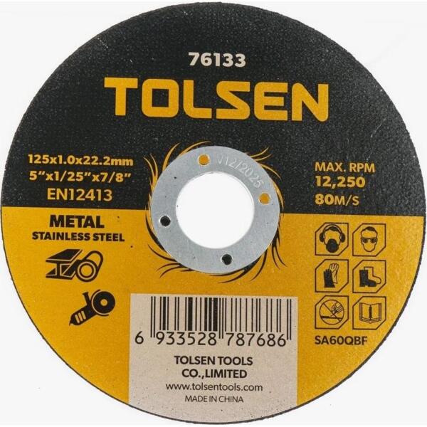 

Диск отрезной Tolsen по металлу, 125х1.0х22.2мм (76133)
