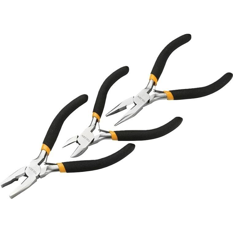 Плоскогубцы Tolsen набор 3 шт, комбинированные, удлиненные, бокорезы (10038) фото 1