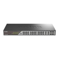 Коммутатор D-Link DSS-200G-28MP 24xGE PoE, 4xSFP/GE, 370W, Неуправляемый (DSS-200G-28MP)