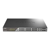 Коммутатор D-Link DSS-200G-28MPP 24xGE PoE, 4xSFP/GE, 518Вт, Неуправляемый (DSS-200G-28MPP)