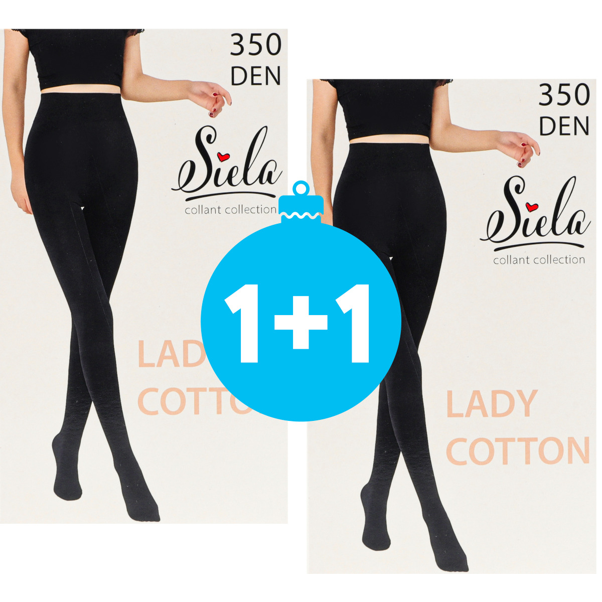 Колготы женские Siela Lady Cotton 350 Den 2 р черные фото 