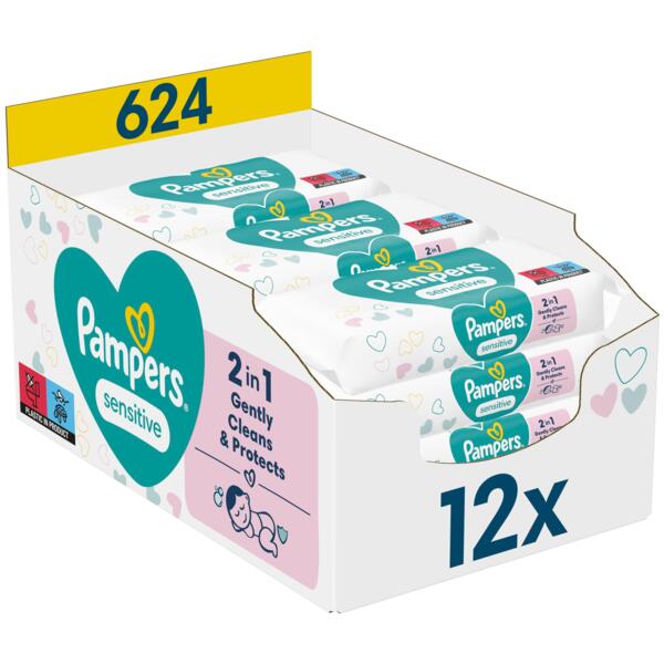 

Влажные салфетки Pampers Sensitive Baby Wipes 12х52 шт