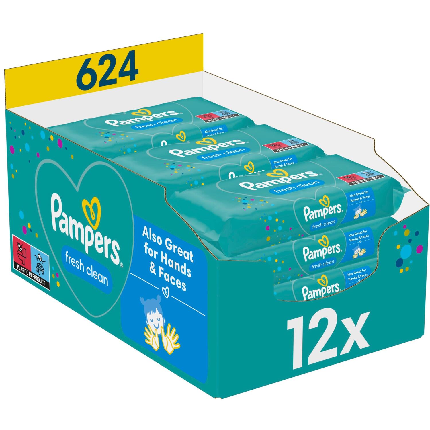 Вологі серветки Pampers Fresh Clean 12х52 штфото