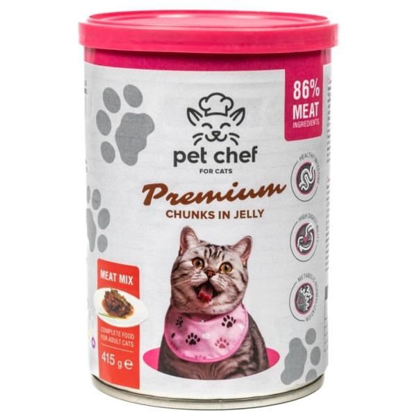 

Влажный корм для кошек Pet Chef Мясной микс 415 г