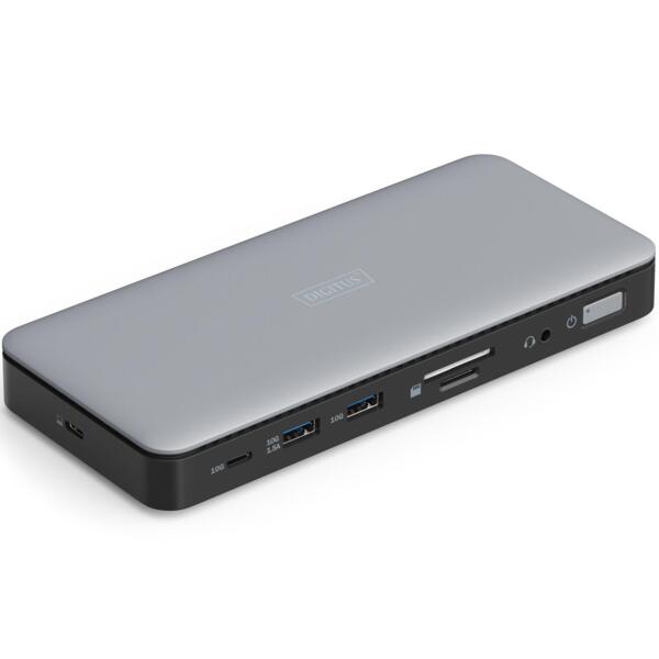 Док-станция DIGITUS USB-C > 2xHDMI, DP, 2xUSB-A, USB-C, SD, MicroSD, RJ54, DC, Audio (DA-70917)