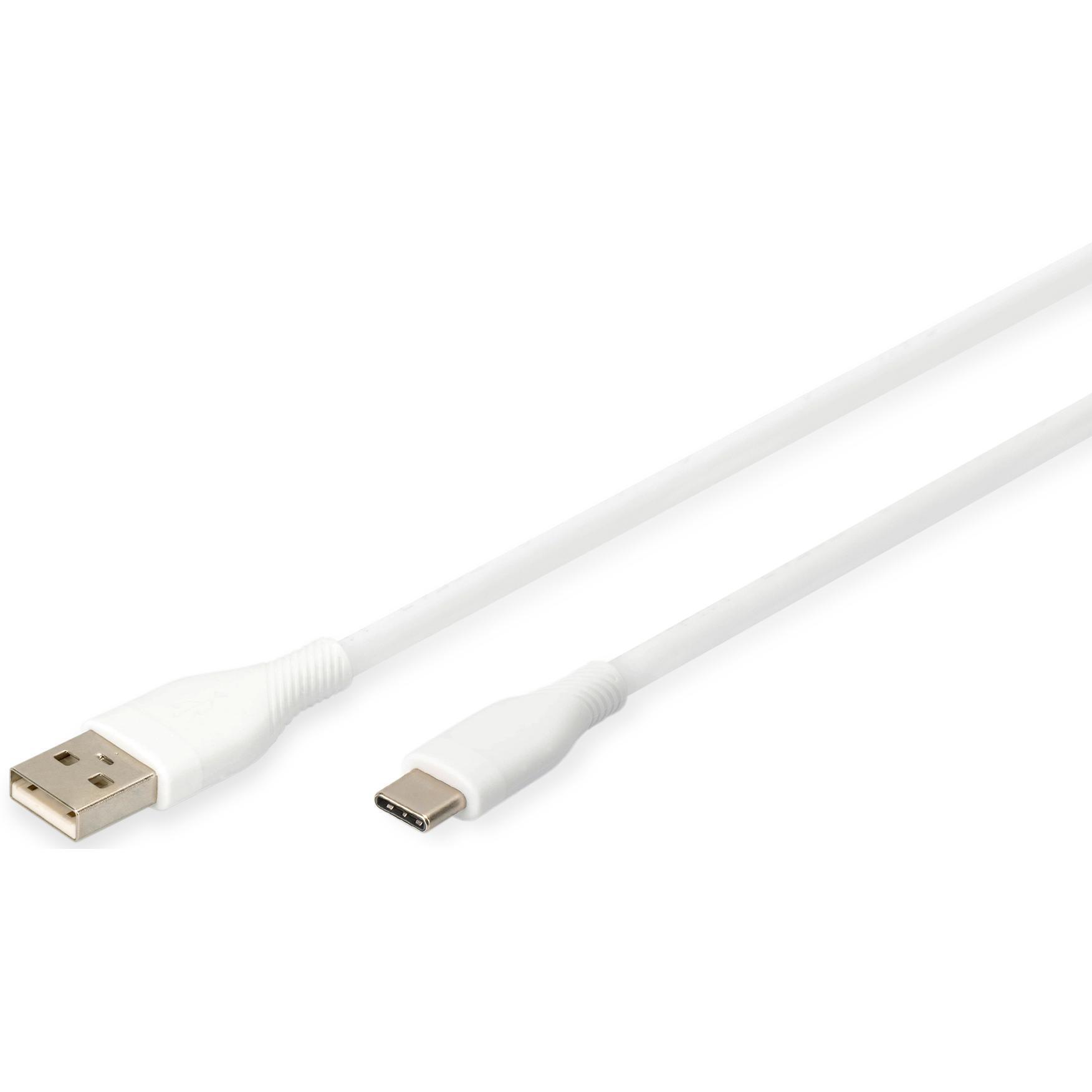 Кабель Digitus USB-A - Type-C Data/Charge, USB 2.0, 60W, 2м, White (AK-300340-020-W)фото1