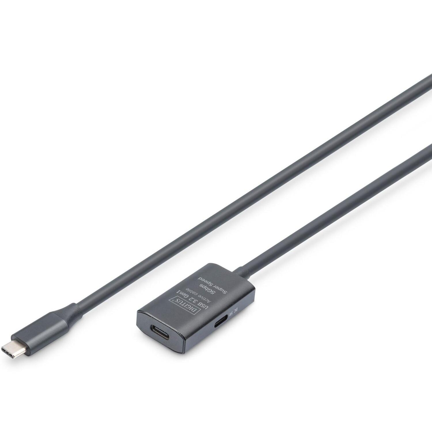 Удлинитель Digitus USB 3.2 Gen1 Active Cable 5G, C/M-C/F, 5m, Black (DA-73108) фото