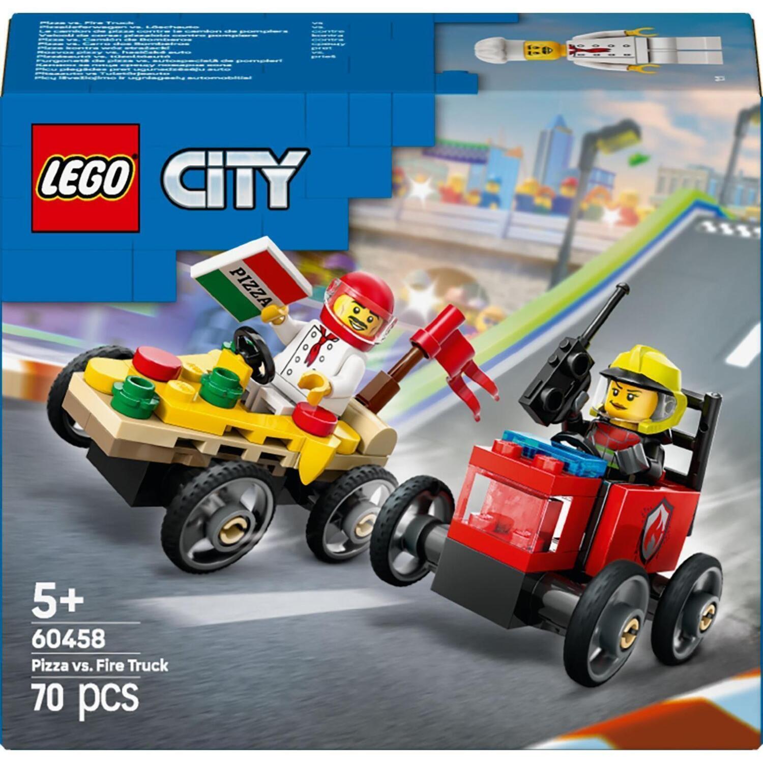 LEGO 60458 City «Пицца-авто против пожарной машины» Набор для гонок фото 