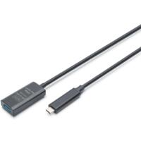 Подовжувач Digitus USB 3.2 Gen2 Active Cable 10G, C/M-A/F, 5m, Black (DA-73113)