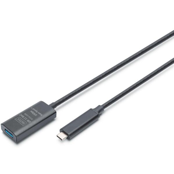 

Удлинитель Digitus USB 3.2 Gen2 Active Cable 10G, C/M-A/F, 5m, Black (DA-73113)