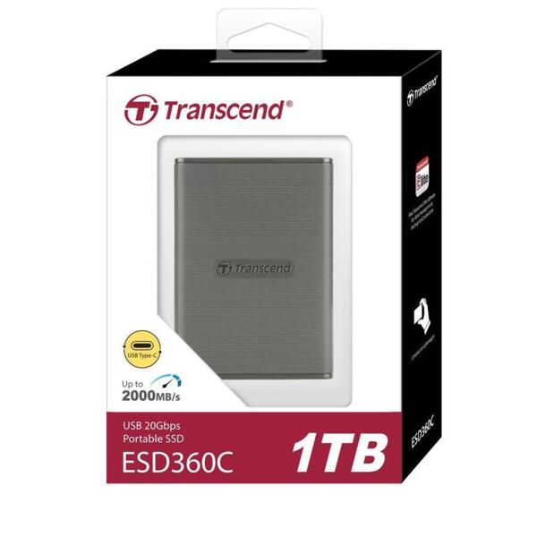 Акція на Портативный SSD Transcend 1TB USB 3.2 Gen 2x2 Type-C ESD360C Серый від MOYO