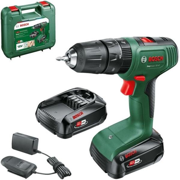 Акція на Шуруповерт-дрель ударная аккумуляторная Bosch EasyImpact 18V-40 18В 2х1.5А час (0.603.9D8.102) від MOYO