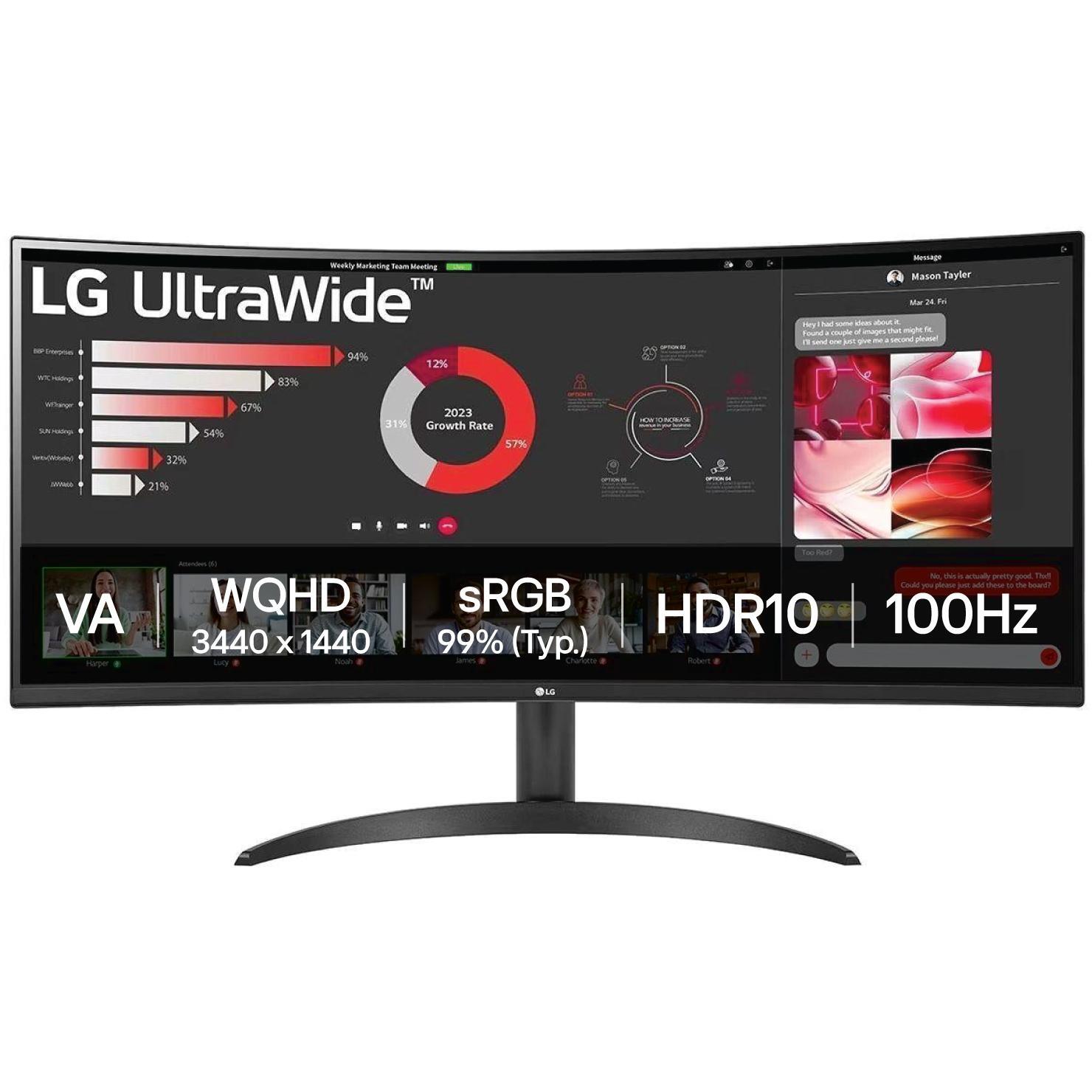 Монітор 34" LG UltraWide Curved 34WR50QC-B (34WR50QC-B.ADRZ)фото