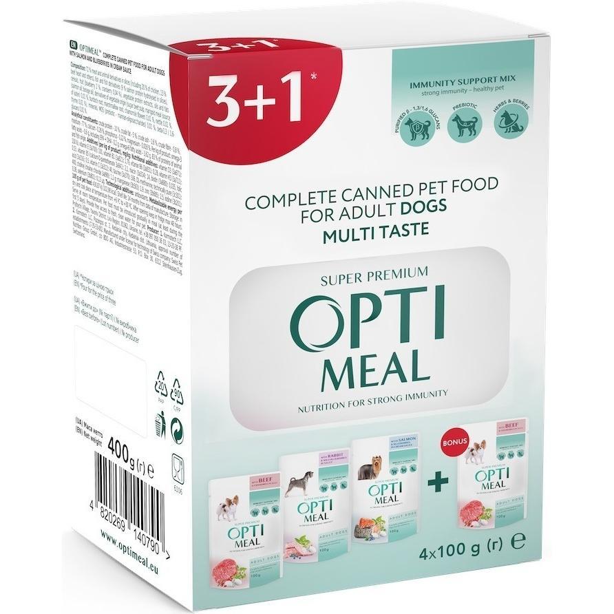 Влажный полнорационный корм Optimeal для взрослых собак 4*100г фото 