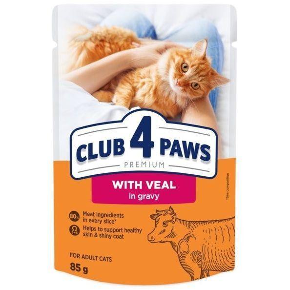 

Влажный корм для взрослых котов Club 4 Paws Premium Plus с телятиной в соусе 85г