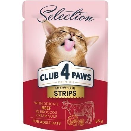 

Влажный корм для взрослых котов Club 4 Paws Premium полоски с говядиной в крем супе из брокколи 85г