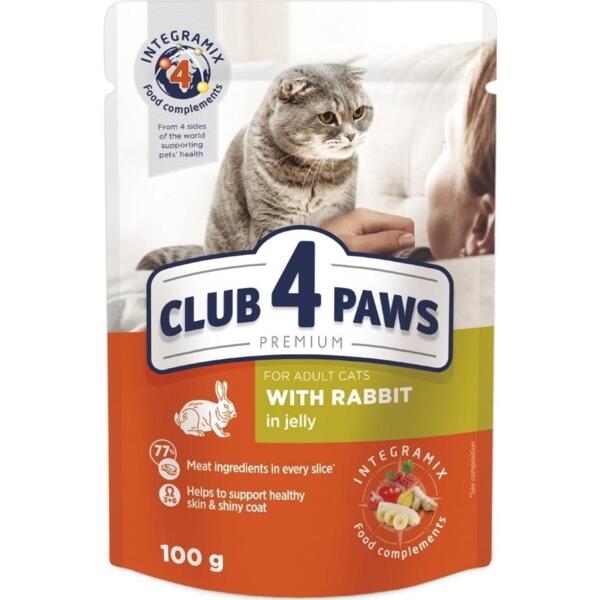 

Влажный корм для взрослых котов Club 4 Paws Premium с кроликом в желе 100г