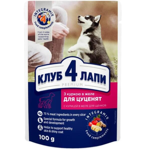 

Влажный корм для щенков Club 4 Paws Premium курица в желе 100г