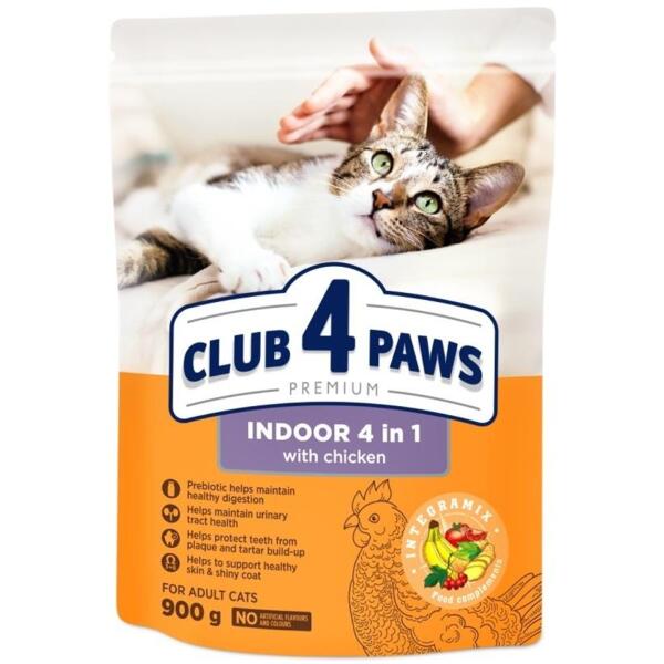 

Сухой корм для котов Club 4 Paws Premium Indoor 4-в-1 900г