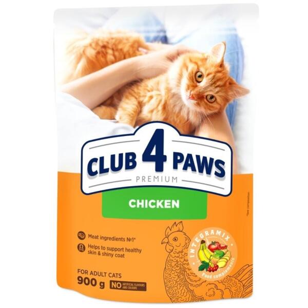 Сухой корм для котов Club 4 Paws Premium с курицей 900г