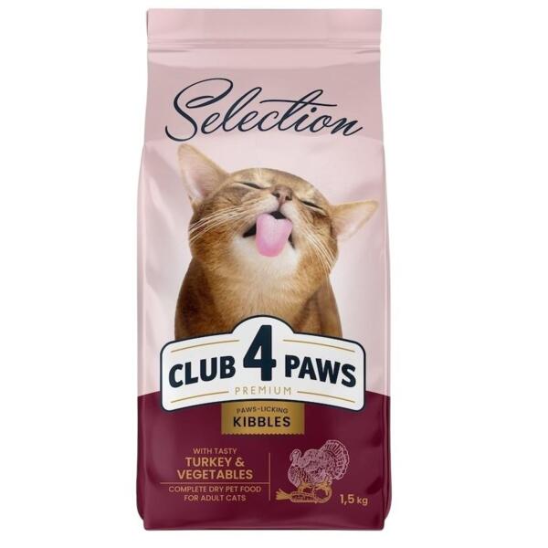 

Сухой корм для взрослых котов Club 4 Paws Premium Selection с индейкой и овощами 1,5 кг