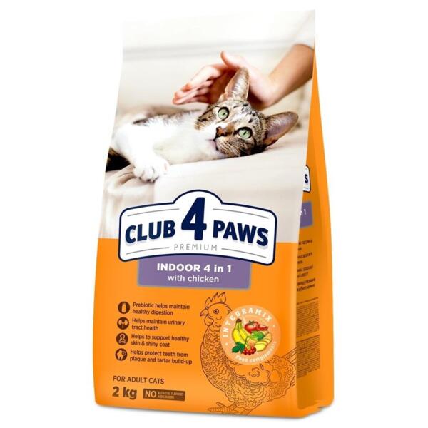 

Сухой корм для взрослых котов Club 4 Paws Premium 4-в-1 для домашних котов 2кг