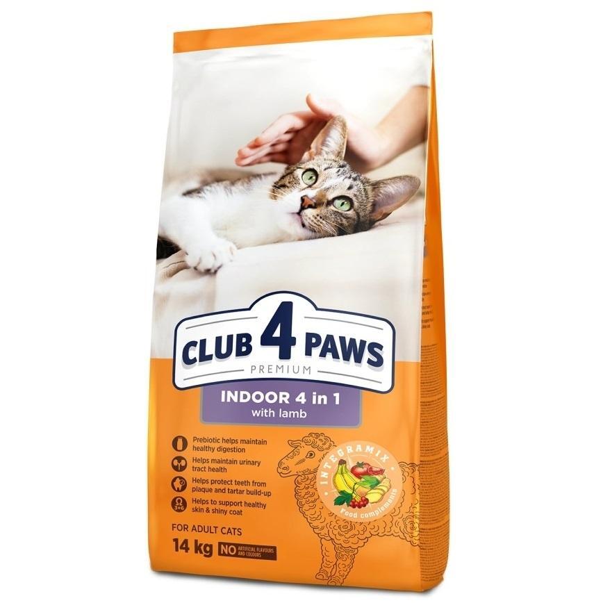 Сухой корм для котов Club 4 Paws Premium 4-в-1 с ягненком для домашних котов 14кг фото