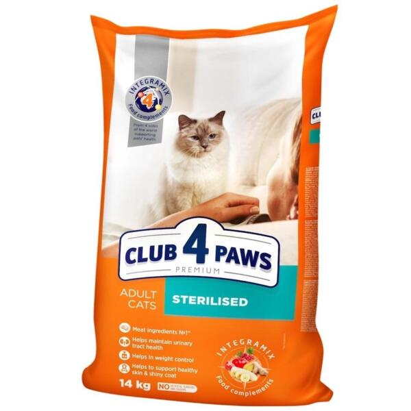 

Сухой корм для стерилизованных котов Club 4 Paws Premium 14кг