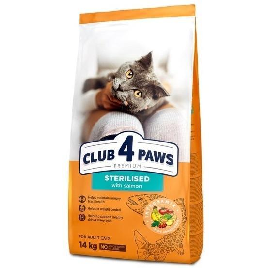Сухой корм для стерилизованных котов Club 4 Paws Premium с лососем 14кг фото