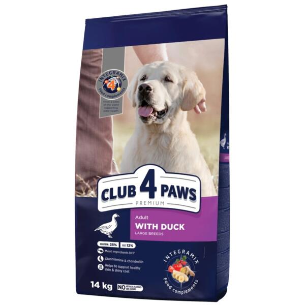 

Сухой корм для собак больших пород Club 4 Paws Premium с уткой 14кг