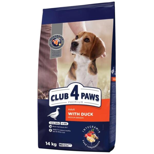 

Сухой корм для собак средних пород Club 4 Paws Premium с уткой 14кг