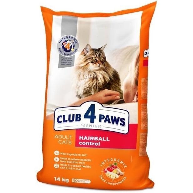 Сухой корм для котов Club 4 Paws Premium для вывода шерсти 14кг фото 1