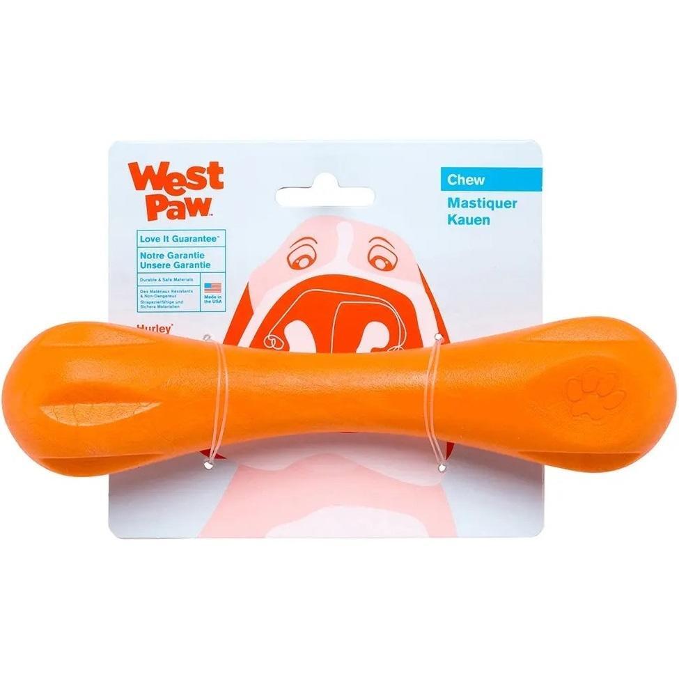 Игрушка для собак West Paw Hurley Large Харлей кость большая оранжевая 21см фото1