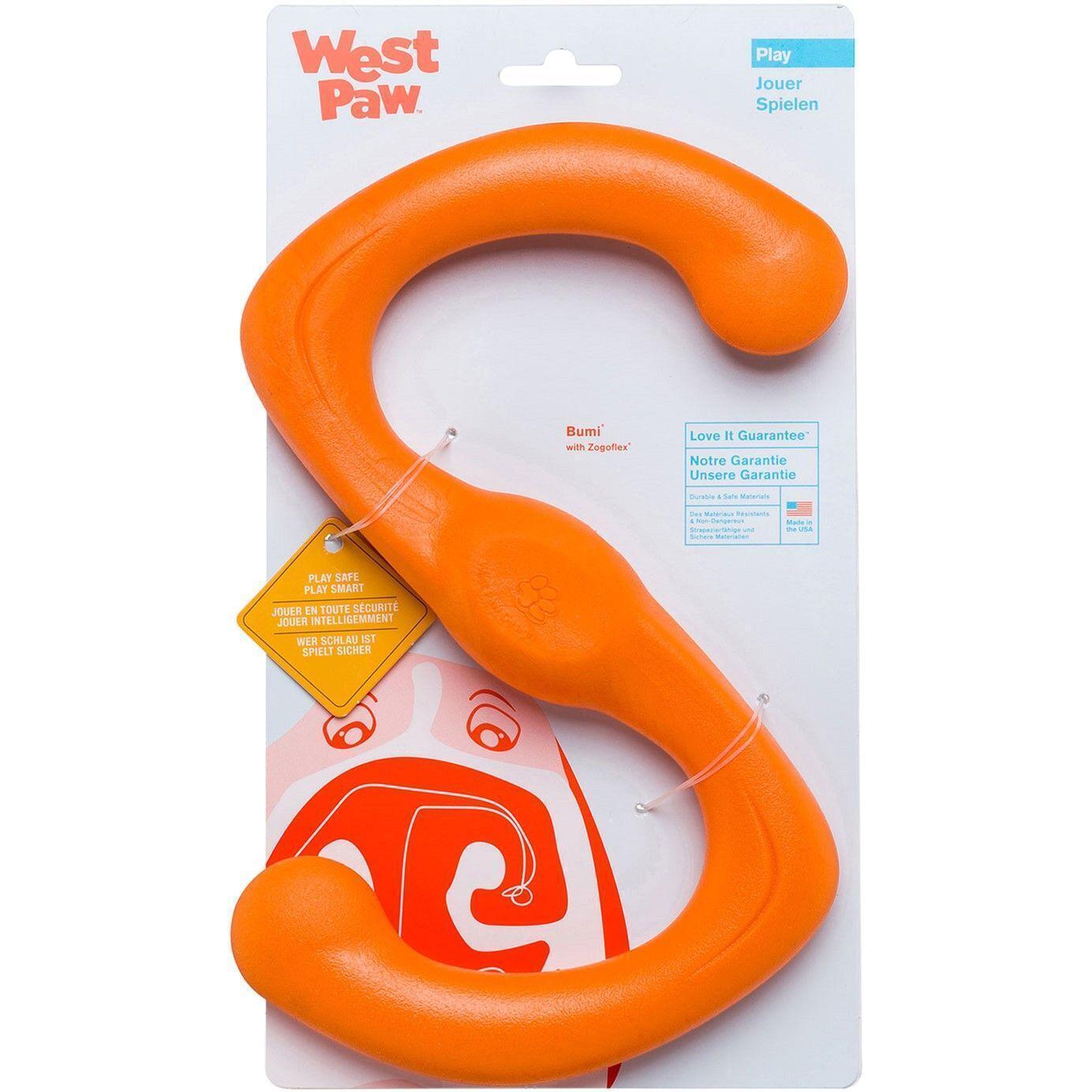 Игрушка для собак West Paw Bumi Large Буми S-образная большая оранжевая 24см фото 1