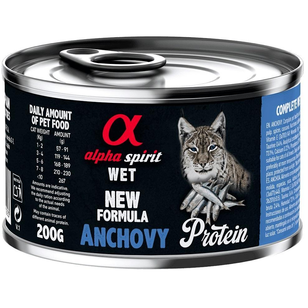Вологий корм для дорослих котів Alpha Spirit Anchovy з анчоусами 200гфото1