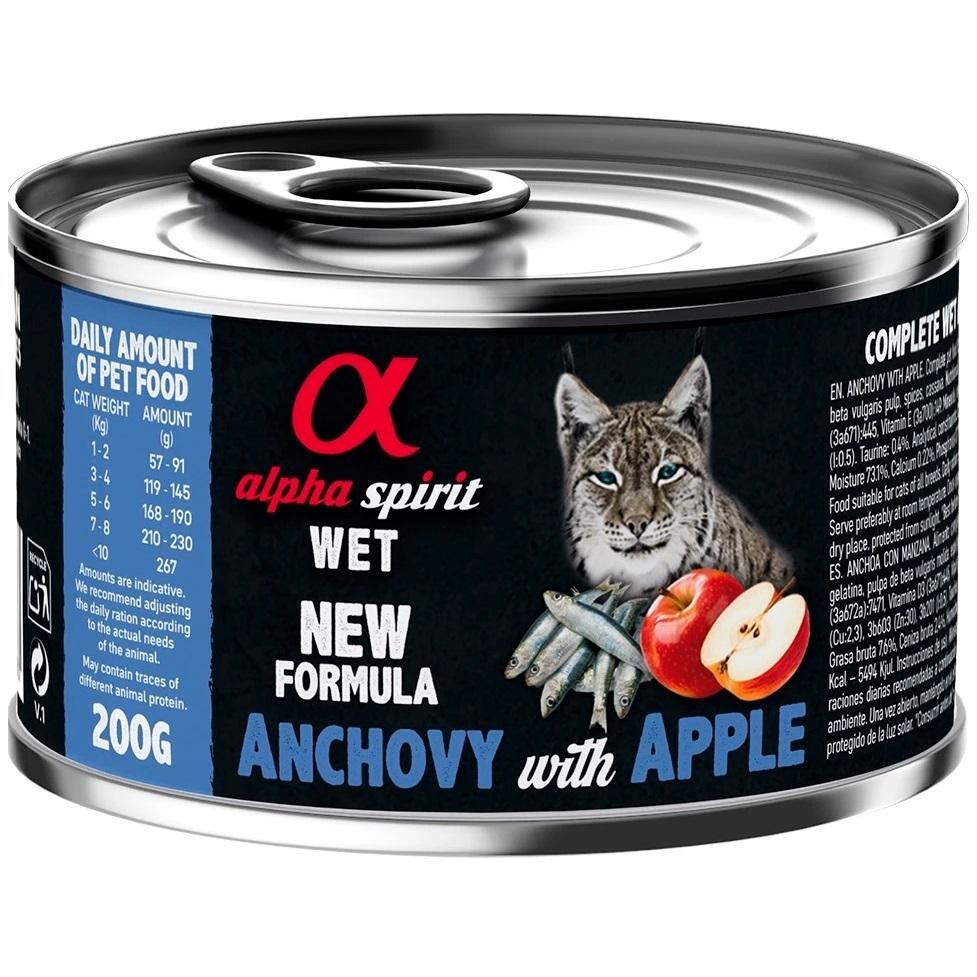 Вологий корм для дорослих котів Alpha Spirit Anchovy with Red Apple з анчоусами та яблуками 200гфото1