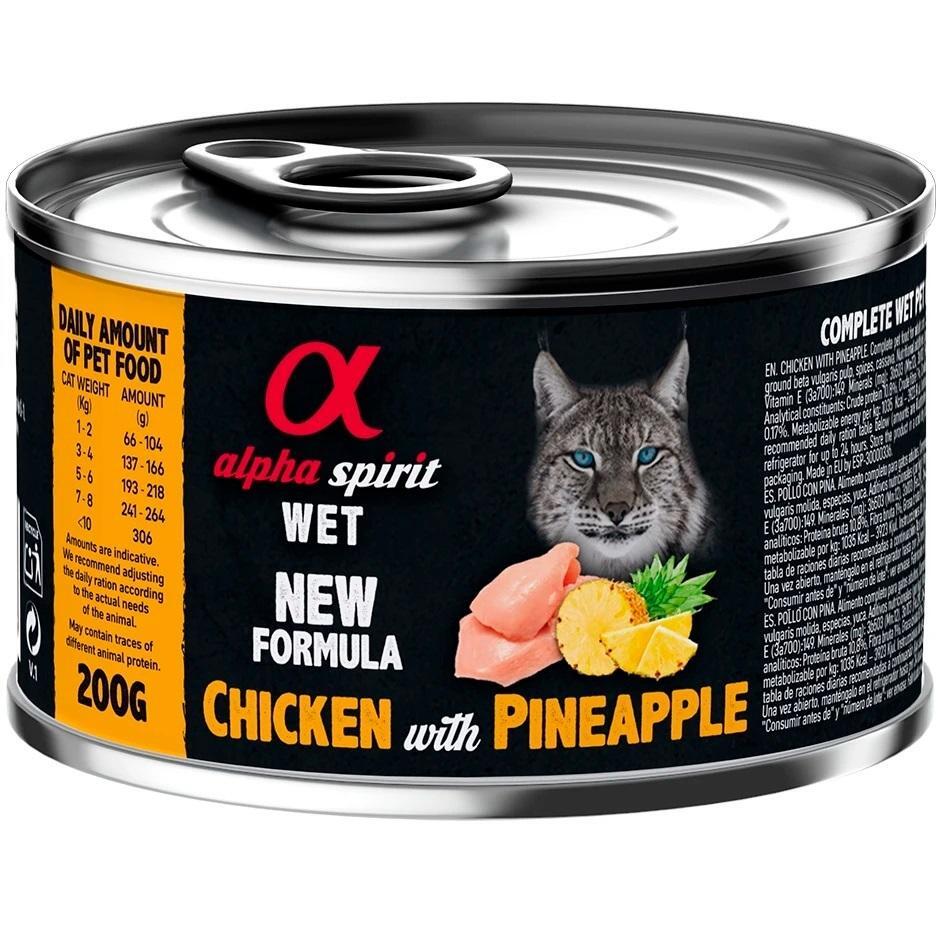 Вологий корм для дорослих котів Alpha Spirit Chicken with Pineapple з куркою та ананасами 200гфото1