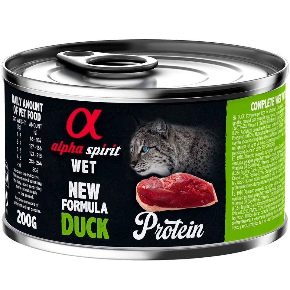Вологий корм для дорослих котів Alpha Spirit Duck PROTEIN з качкою 200гфото1