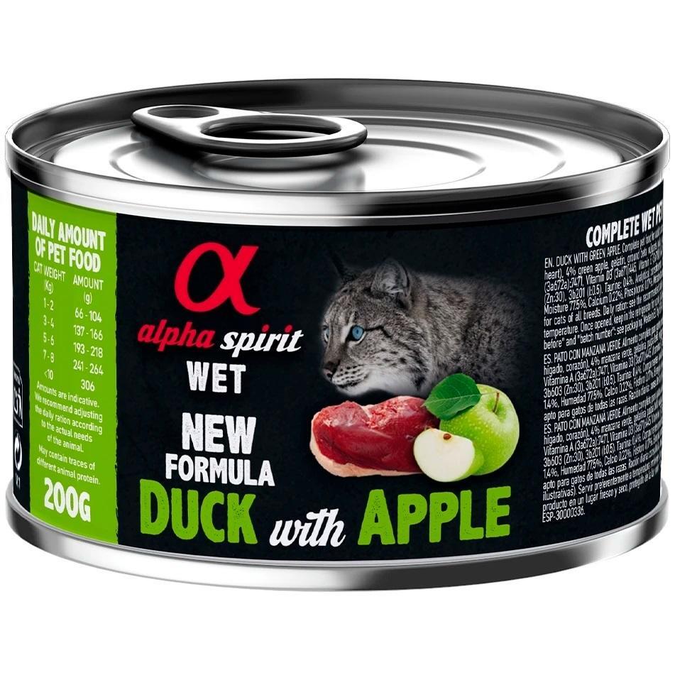 Вологий корм для дорослих котів Alpha Spirit Duck with Green Apple з качкою та яблуками 200гфото