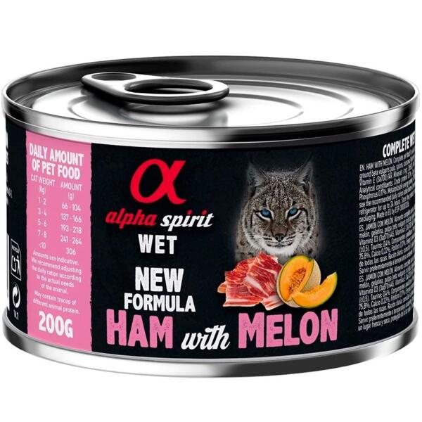 

Влажный корм для взрослых кошек Alpha Spirit Ham With Melon со свининой и дыней 200г